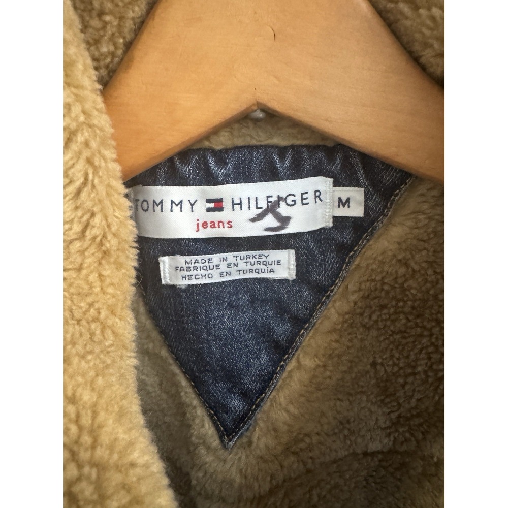 Vintage Men's Tommy Hilfiger Sherpa Denim Blue Jean Vest Sz M Western - Picture 2 of 6